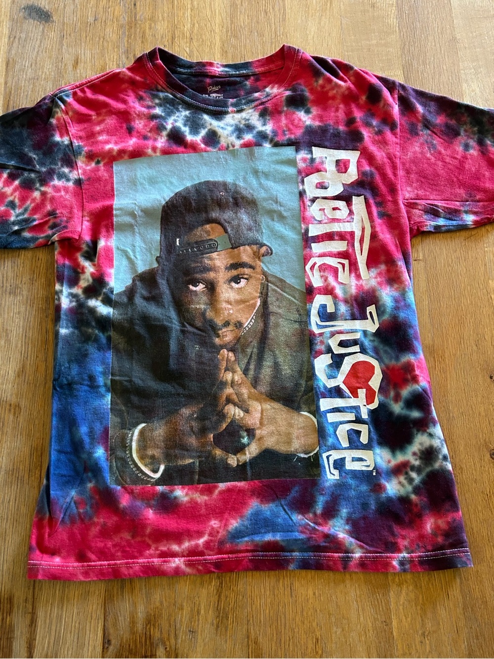 Tie-Dye Short Sleeve Graphic Tee - Red, Blue & Black